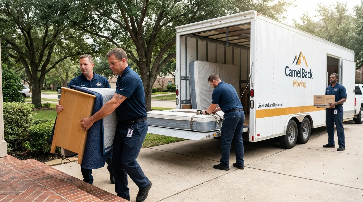 Crew loading residential truck for cross-state move from Mount Vernon, IA